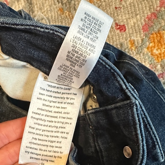 Good American Good Legs Crop Dark Blue Distressed Skinny Jeans - Picture 4 of 6